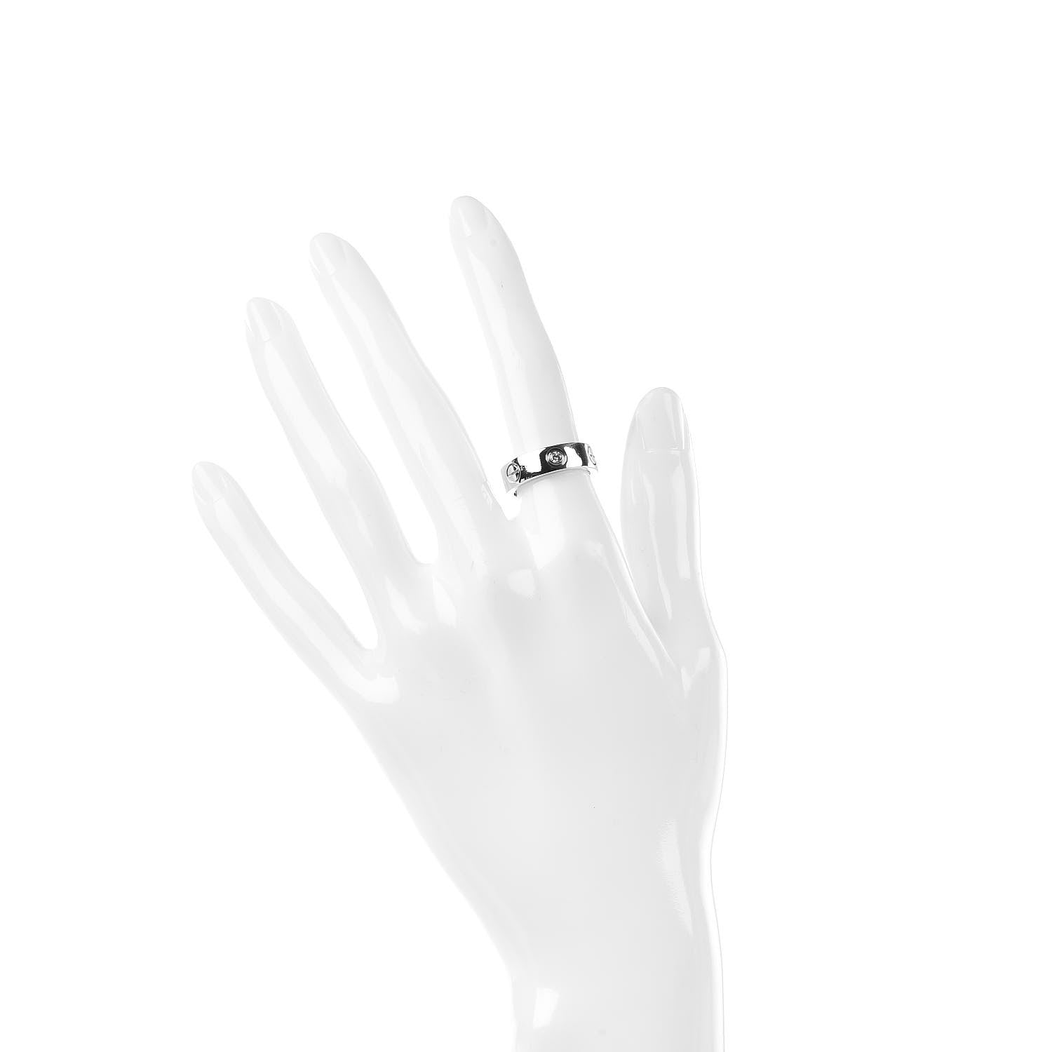 Cartier 18K White Gold 3 Diamond 5.5mm LOVE Ring 50 5.25 2 of 5