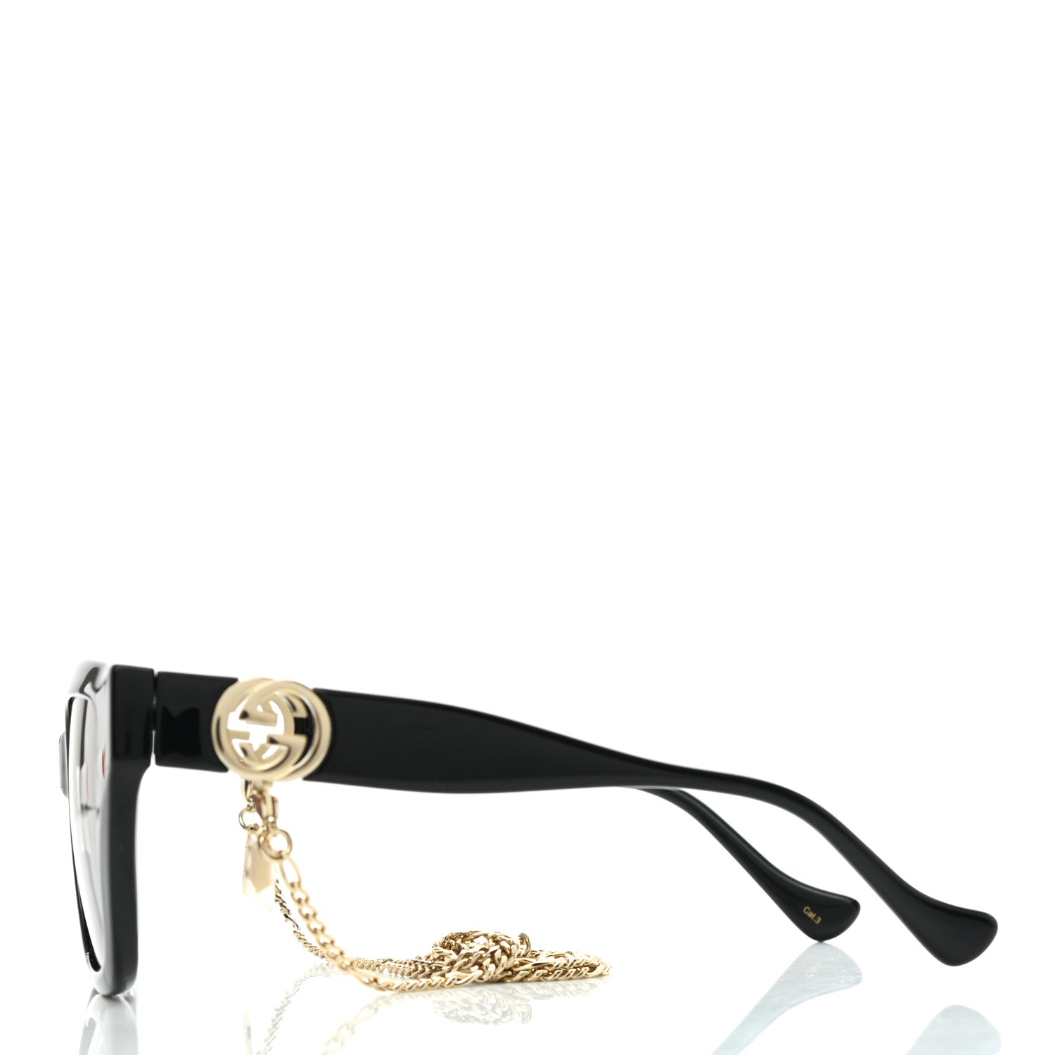 Gucci Acetate Square Frame Chain Sunglasses GG1023S Black 3 of 7