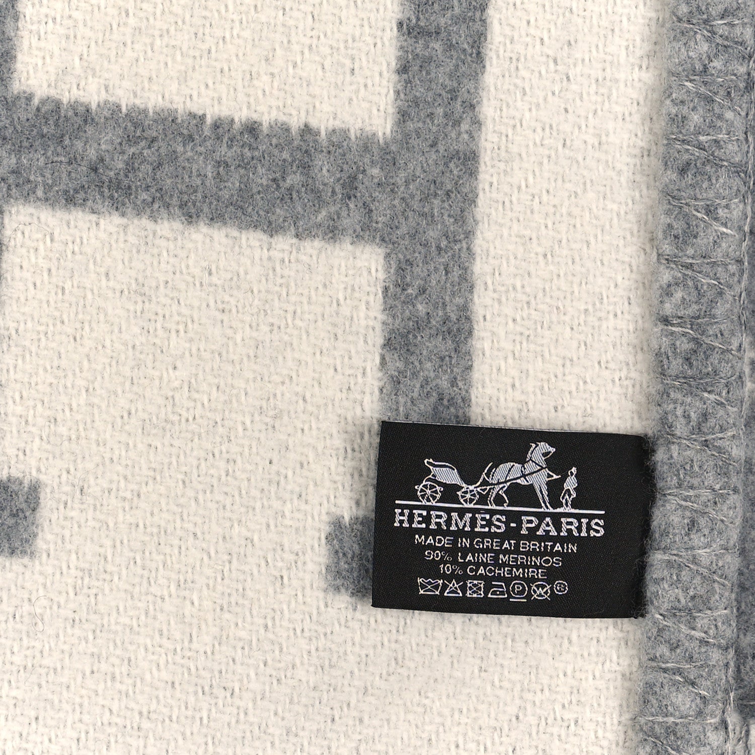 Hermes Wool Cashmere Avalon III Blanket Ecru Gris Clair 3 of 3