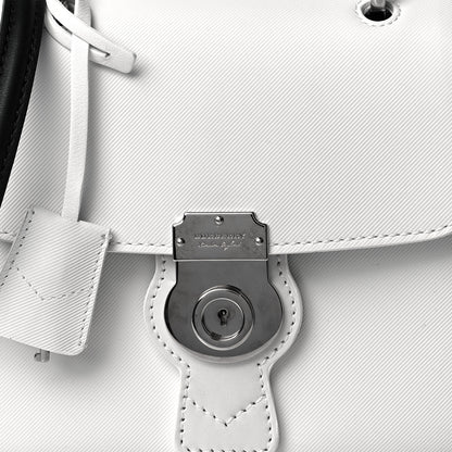 Burberry Trench Calfskin Small DK88 Top Handle Bag White Black 9 of 12