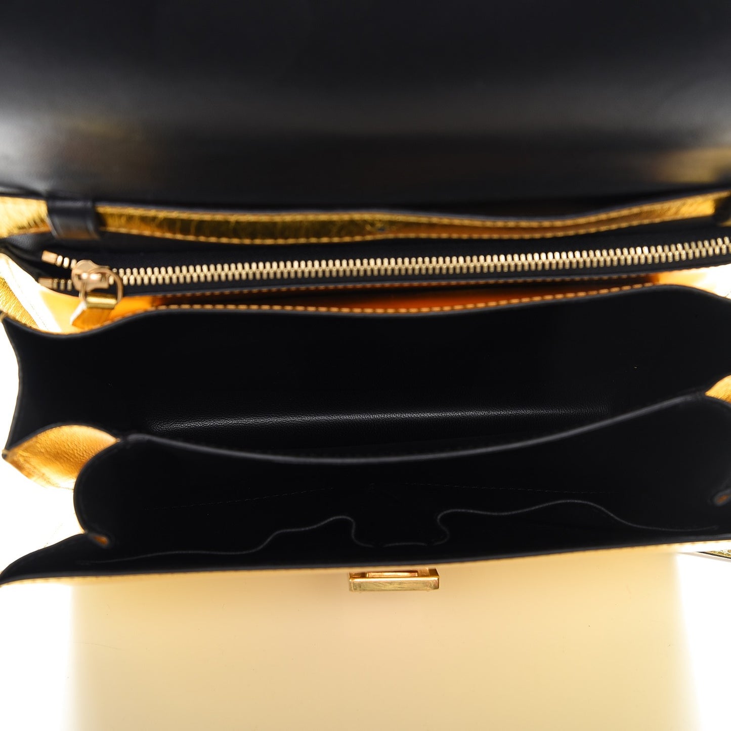 Metallic Box Calfskin Medium Classic Box Flap Bag Gold