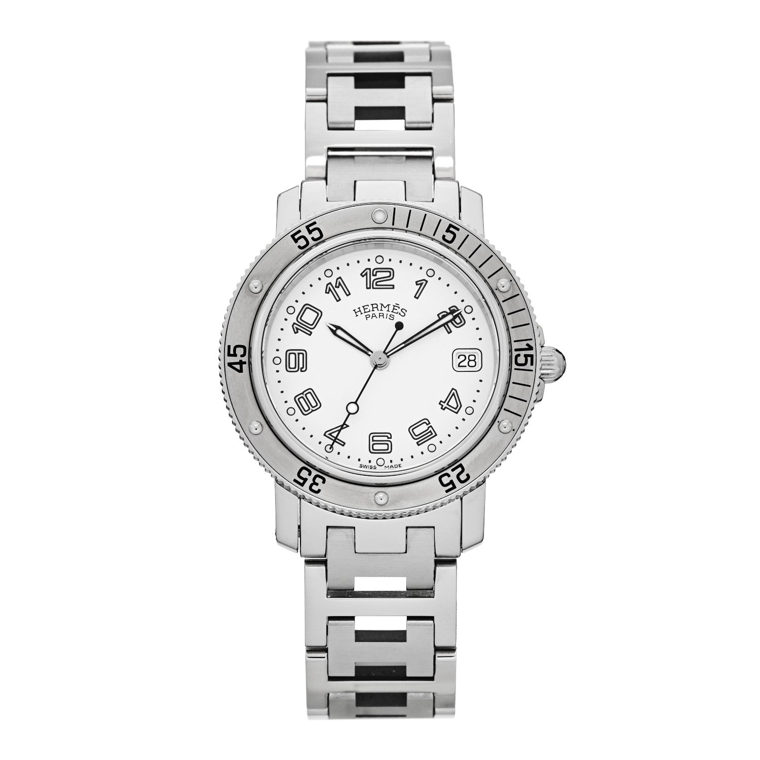 Hermes Stainless Steel 38mm Clipper Diver Quartz Watch White 1 of 5