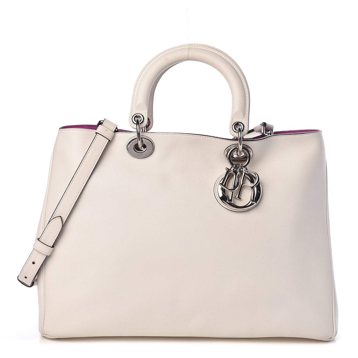 Smooth Calfskin Large Diorissimo Tote White