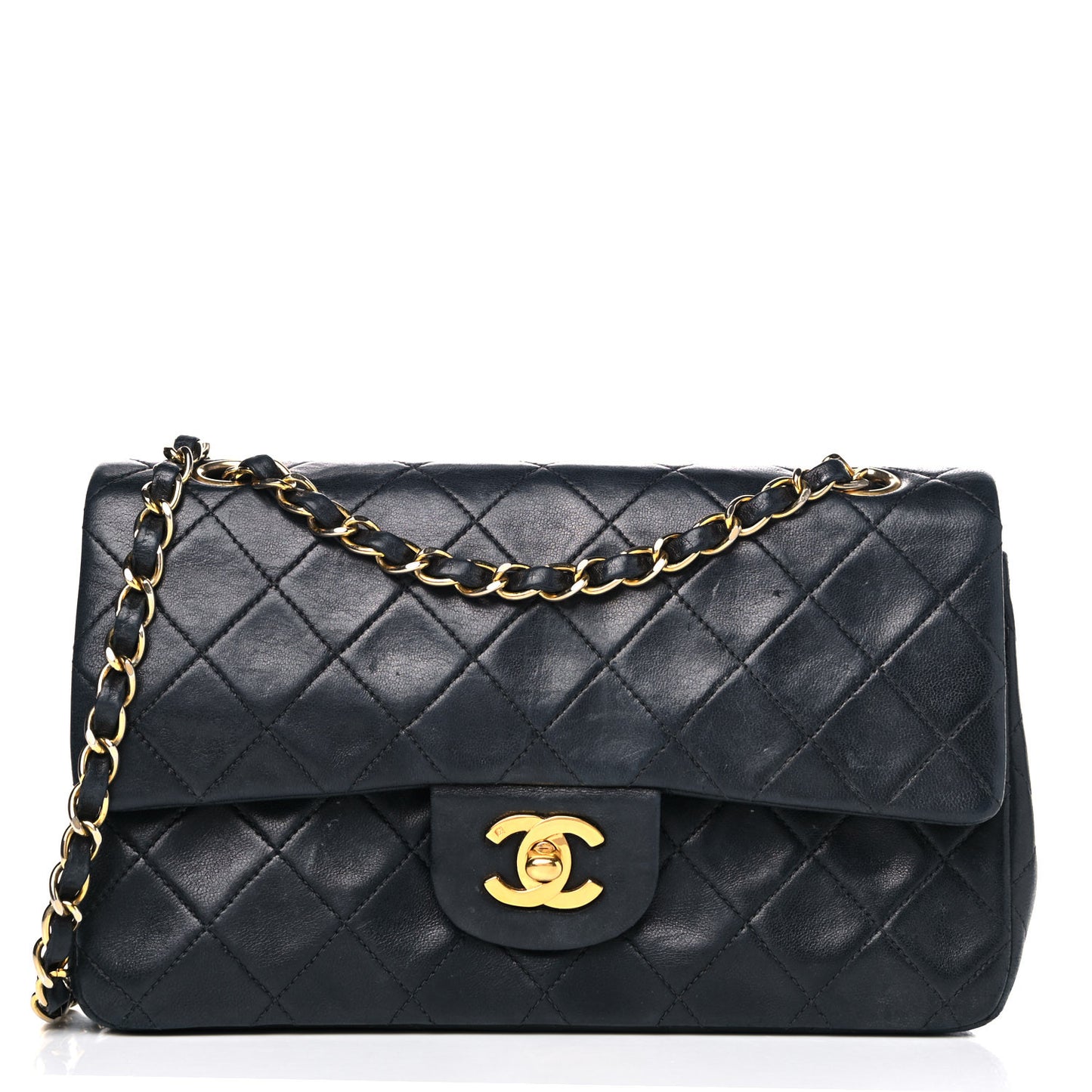 Lambskin Quilted Small Double Flap Black