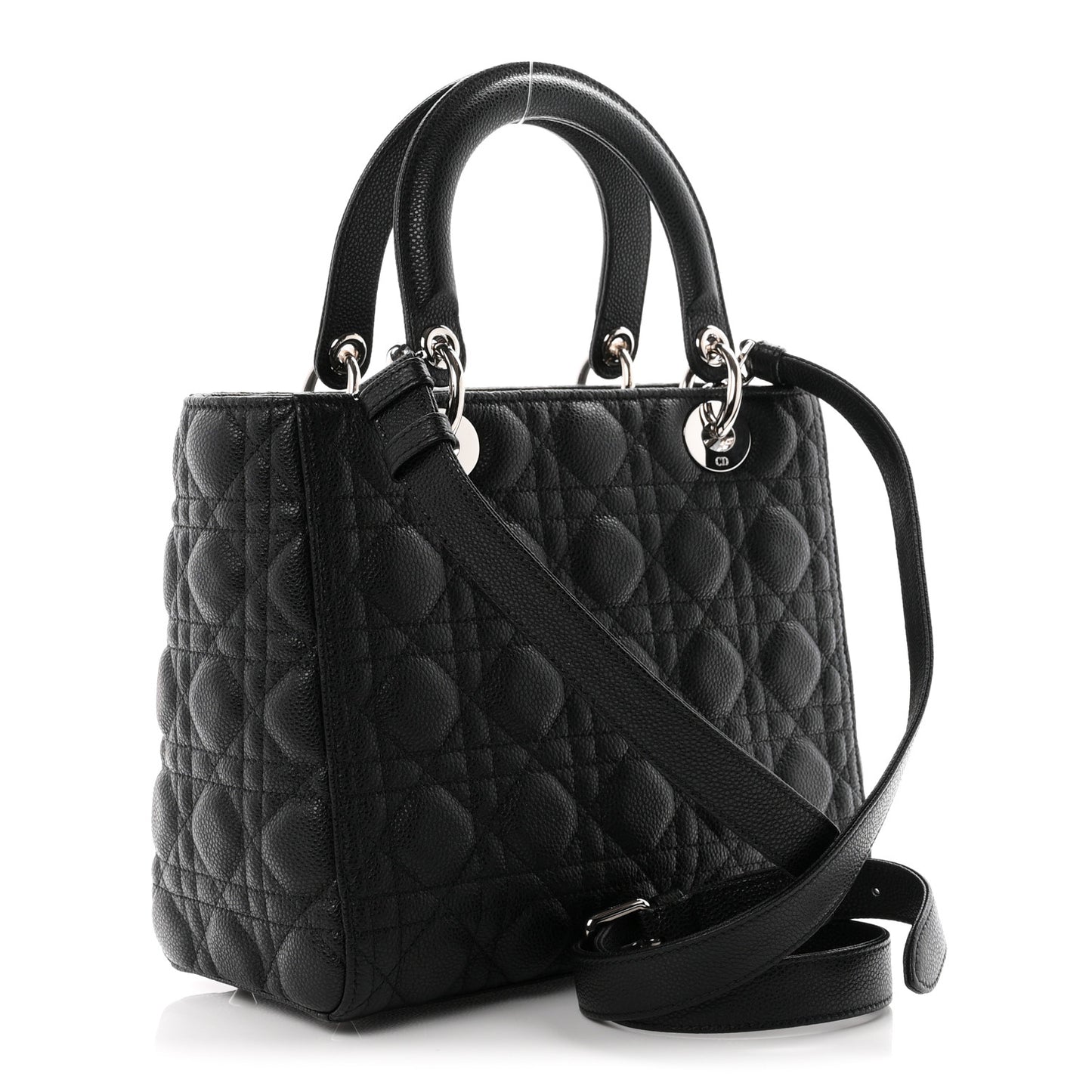 Grained Calfskin Cannage Medium Lady Dior Black