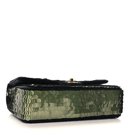 Chanel Satin Sequin Medium Paris Shanghai Double Flap Green 4 of 11