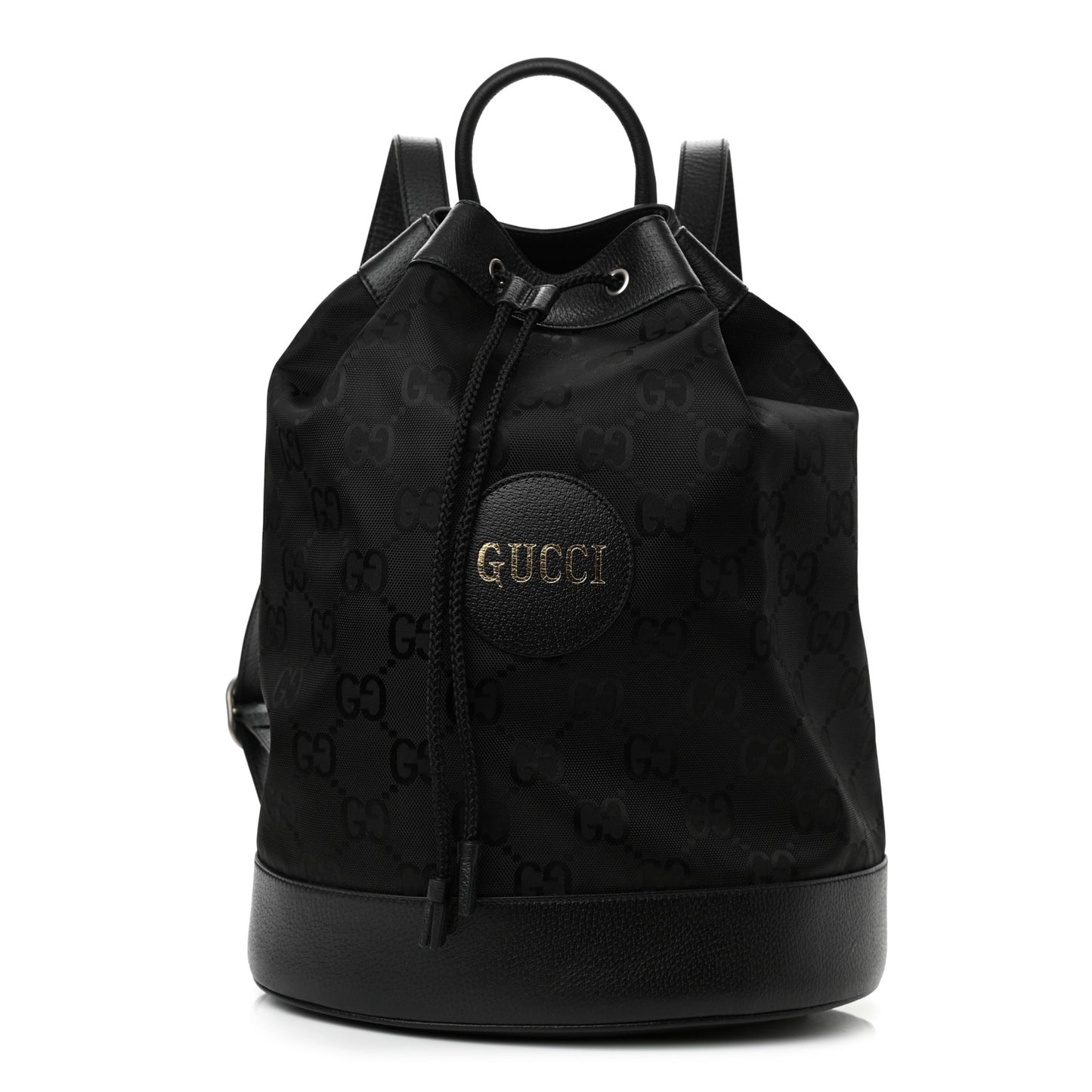 Econyl Nylon Monogram Off The Grid Drawstring Bucket Backpack Black