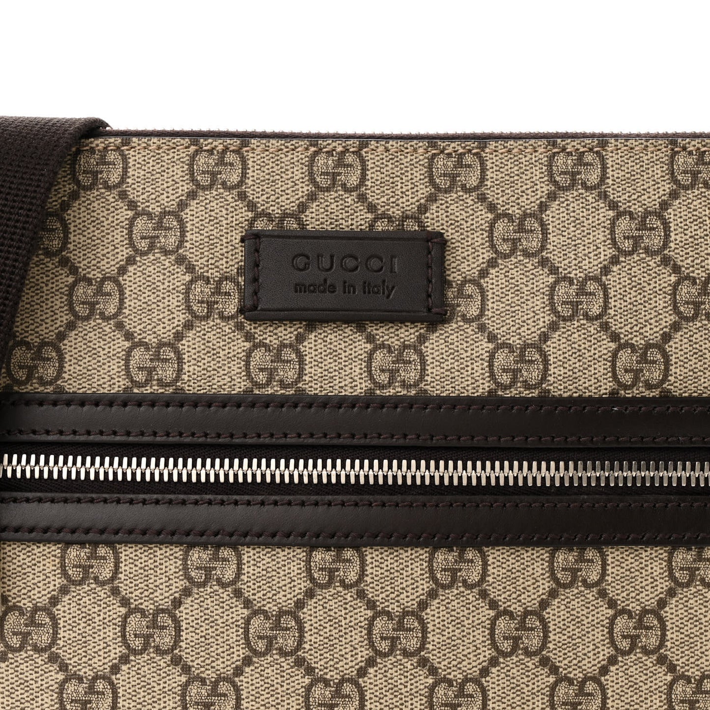 GG Supreme Monogram Medium Flat Messenger Bag Beige Brown