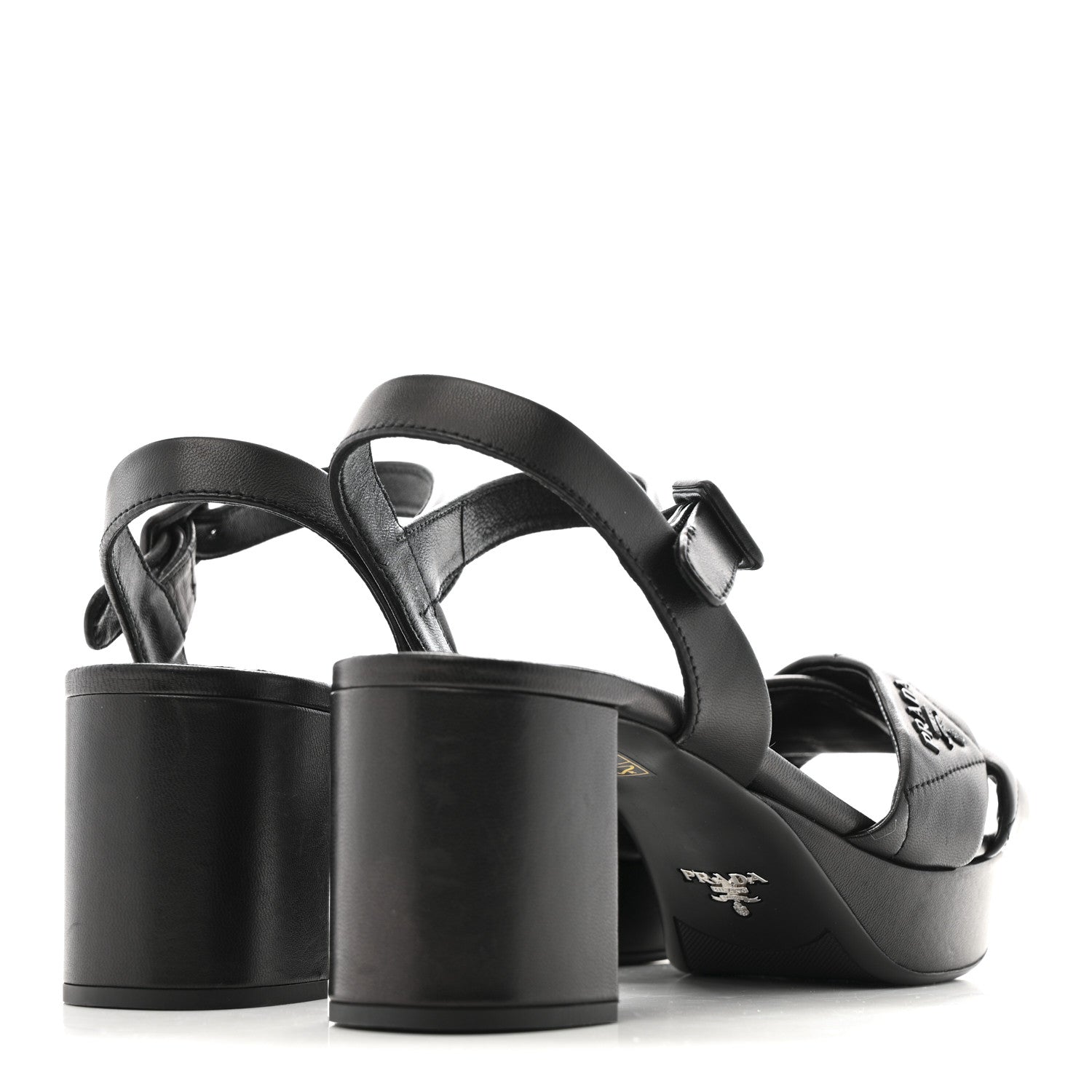 Prada Nappa Logo Quilted Crisscross Platform 20/65mm Sandals 39.5 Black 5 of 9