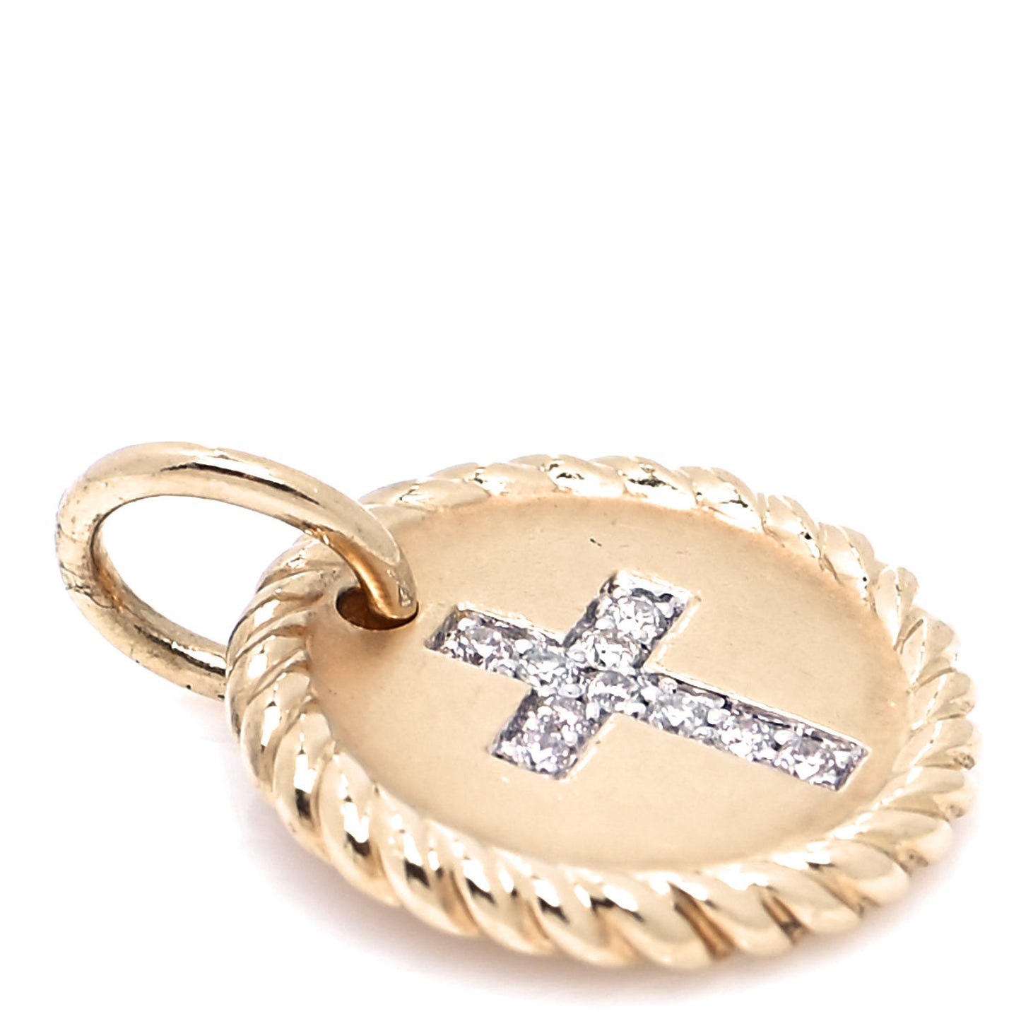 18K Yellow Gold Diamond Cable Collectibles Cross Charm