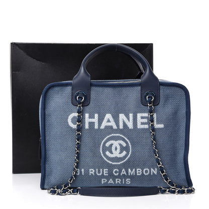 Chanel Denim Deauville Bowling Bag Blue 11 of 11