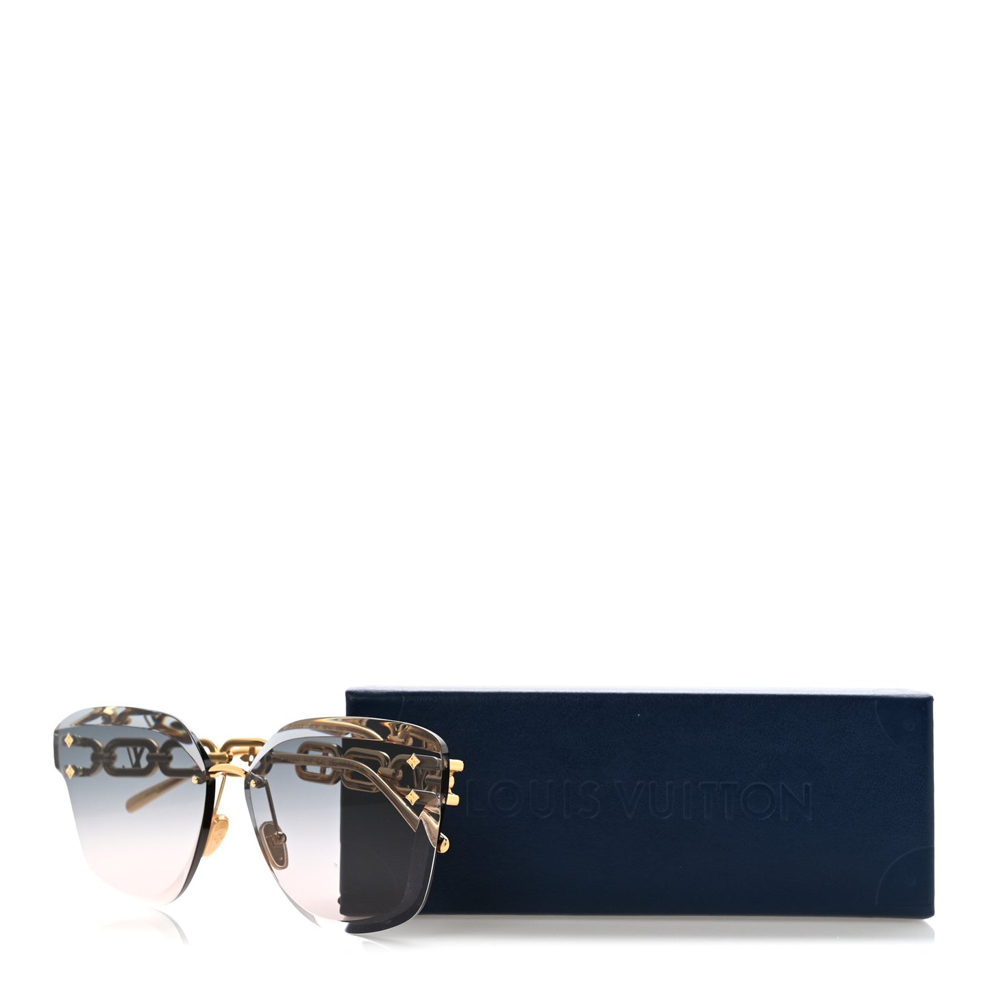 Metal Rimless LV Jewel Cat Eye Sunglasses Z1626U Gradient Blue