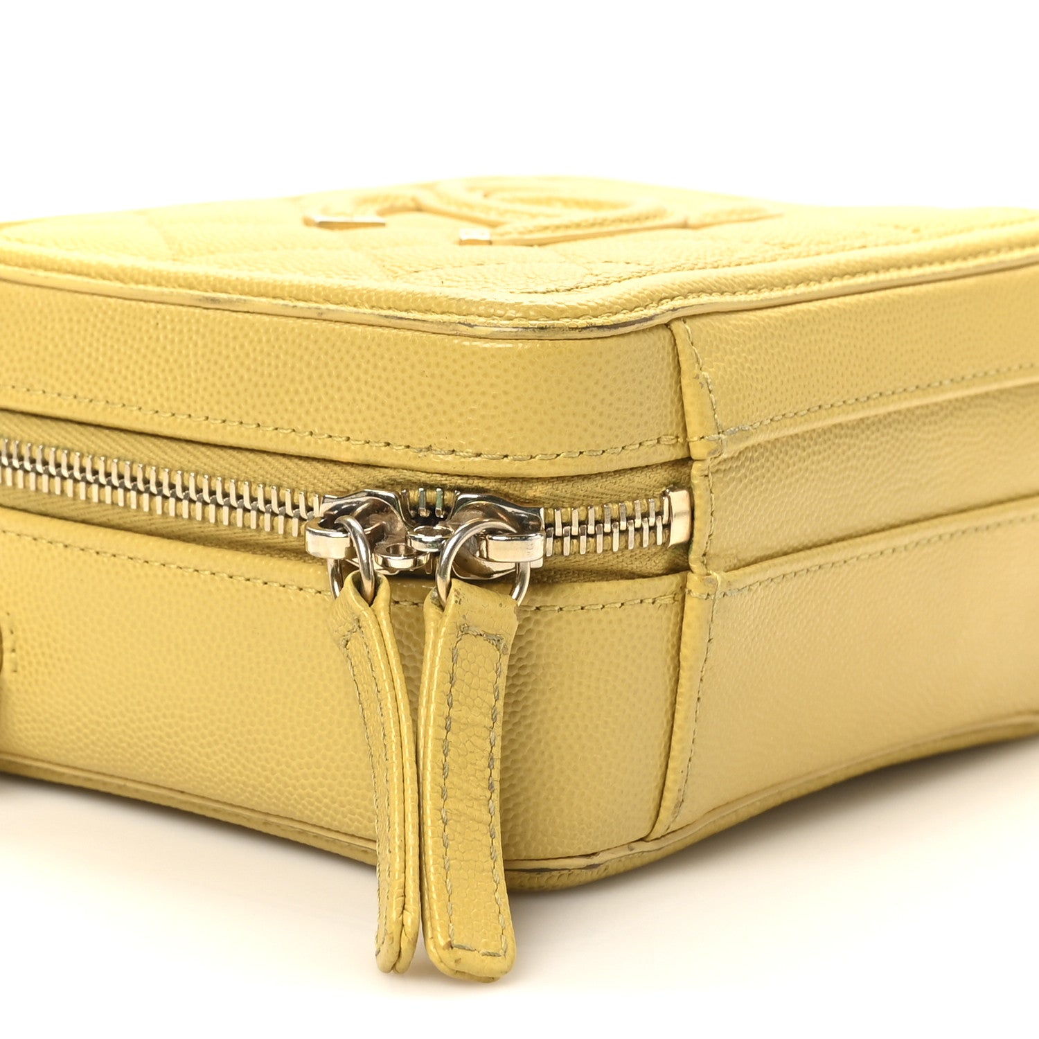Chanel Caviar Quilted Small CC Filigree Vanity Case Yellow 9 of 11