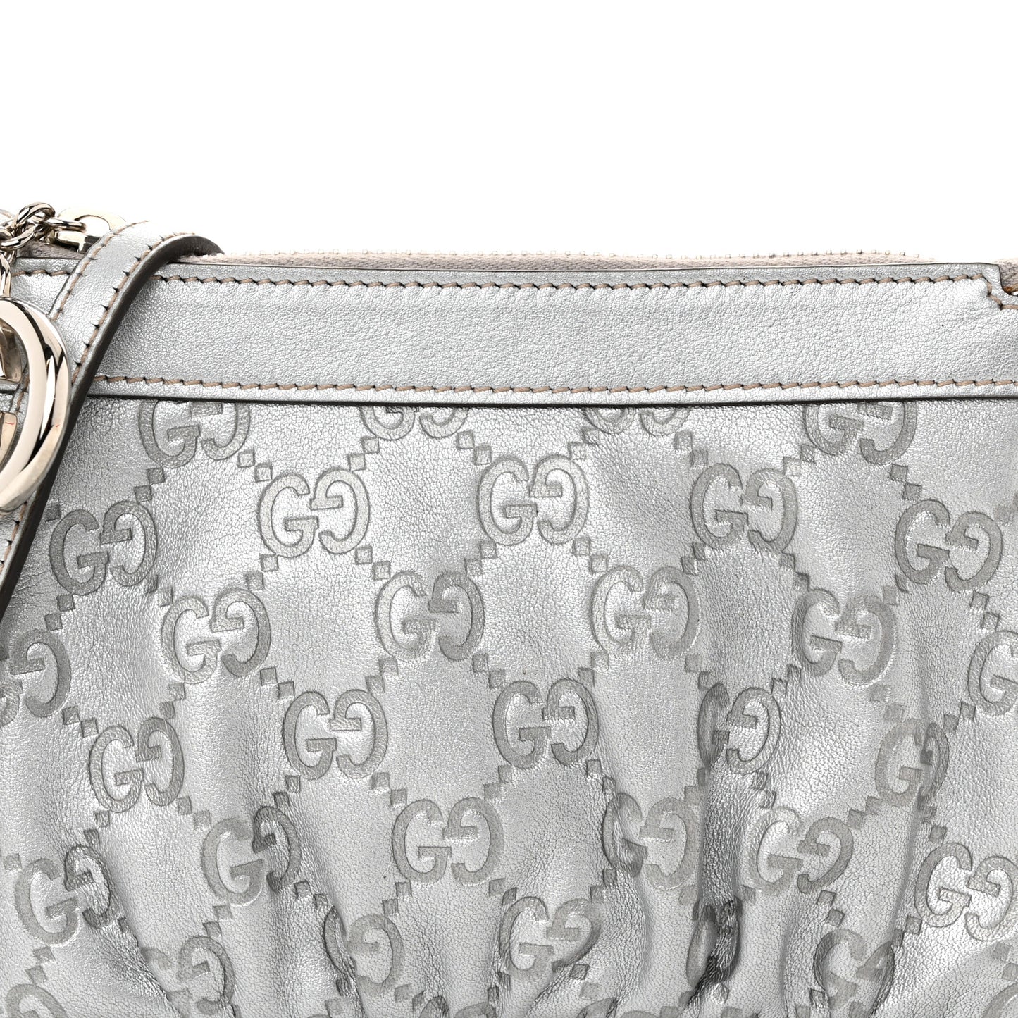 Metallic Guccissima Small Crossbody Bag Silver