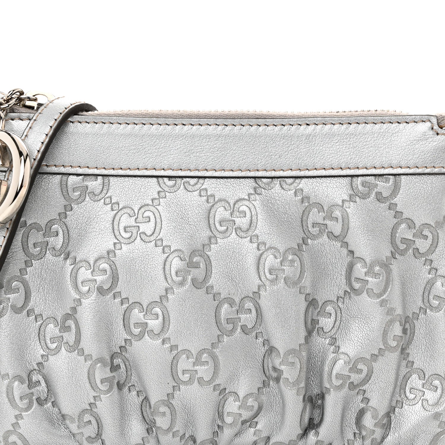 Gucci Metallic Guccissima Small Crossbody Bag Silver 8 of 10