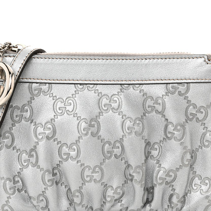 Gucci Metallic Guccissima Small Crossbody Bag Silver 8 of 10