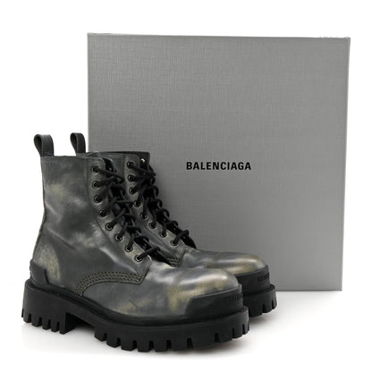 Balenciaga Aged Effect Calfskin Strike 20mm Lace Up Boots 37 Kaki 10 of 10