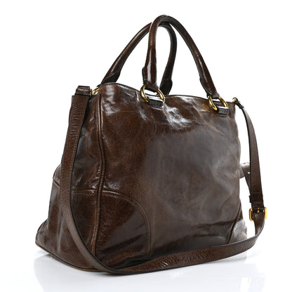Prada Vitello Shine Shopping Satchel Bruciato 4 of 14