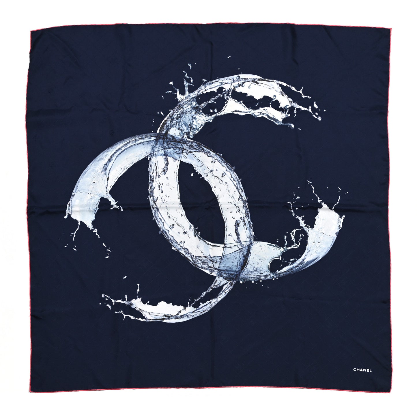 Silk CC Water Square Scarf Navy