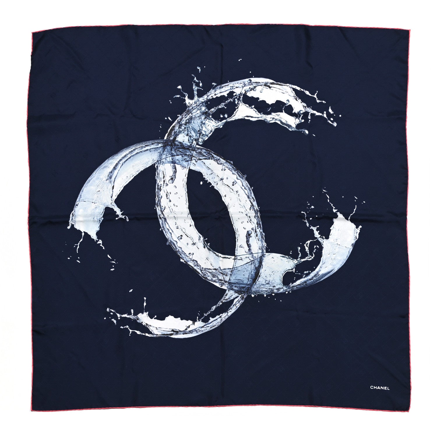 Chanel Silk CC Water Square Scarf Navy 1 of 3