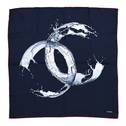 Chanel Silk CC Water Square Scarf Navy 1 of 3