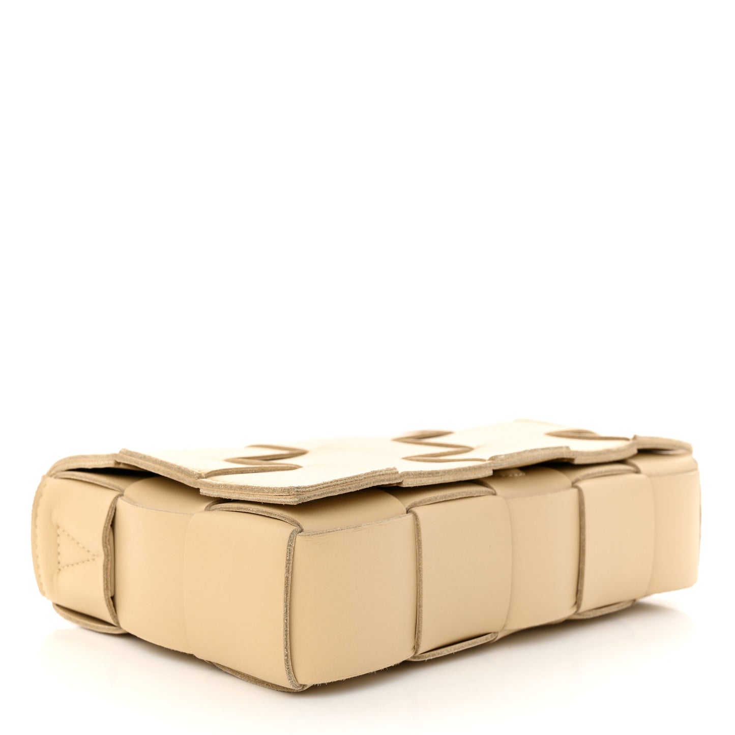 Lambskin Maxi Intrecciato Cassette Crossbody Bag Almond