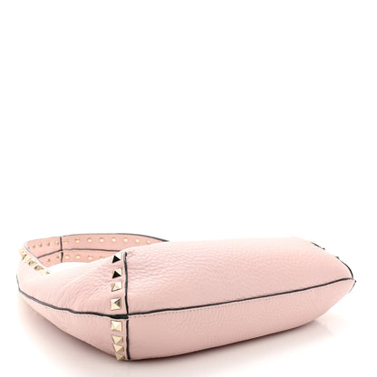 Valentino Garavani Pebbled Calfskin Small Rockstud Flip Lock Hobo Light Pink 4 of 9