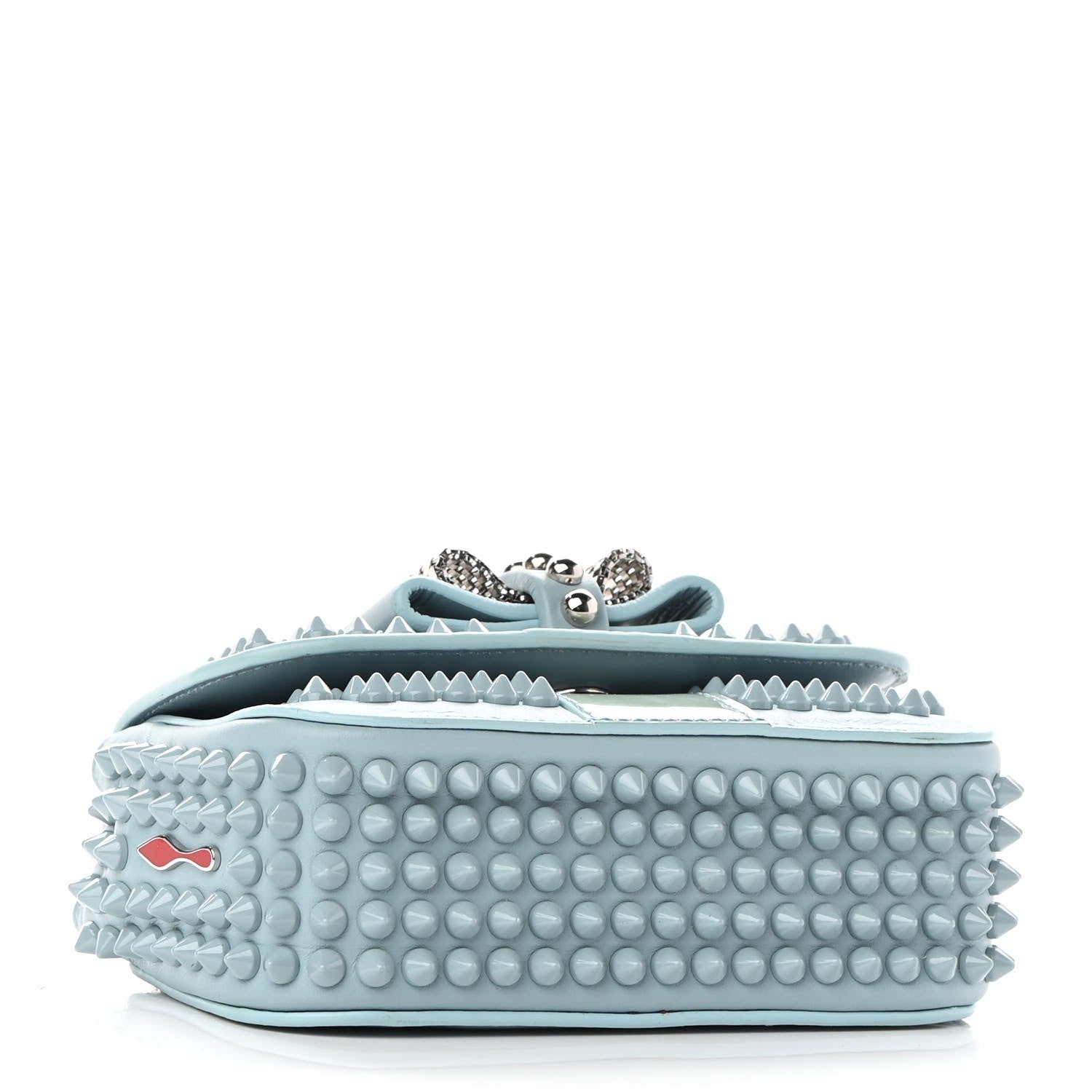 Christian Louboutin Calfskin Spikes Sweety Charity Shoulder Bag Blue 4 of 8
