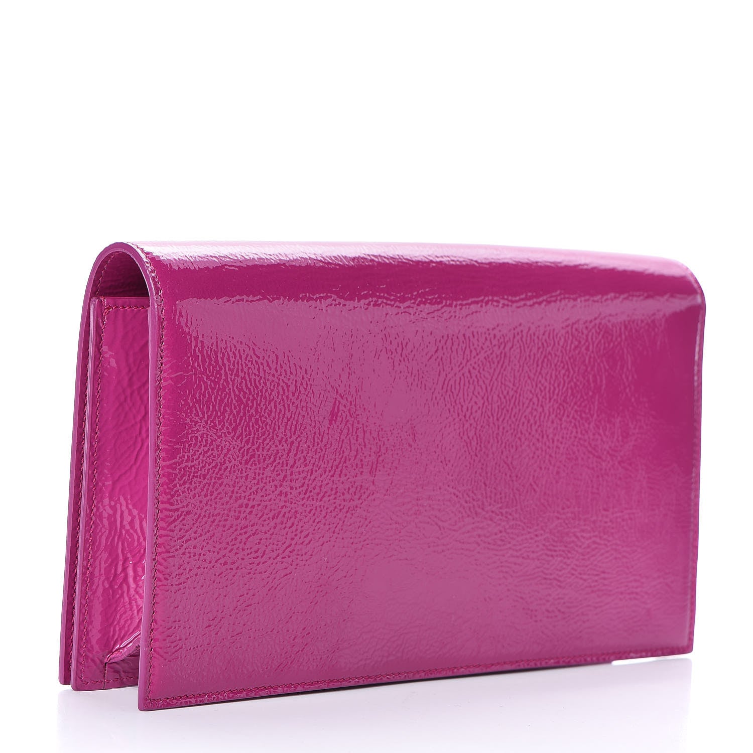 Saint Laurent Textured Patent Classic Monogram Kate Clutch Electric Pink 3 of 6
