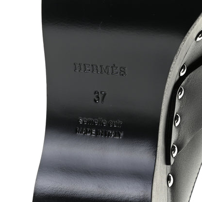Hermes Calfskin Calya Mules 37 Black 8 of 9