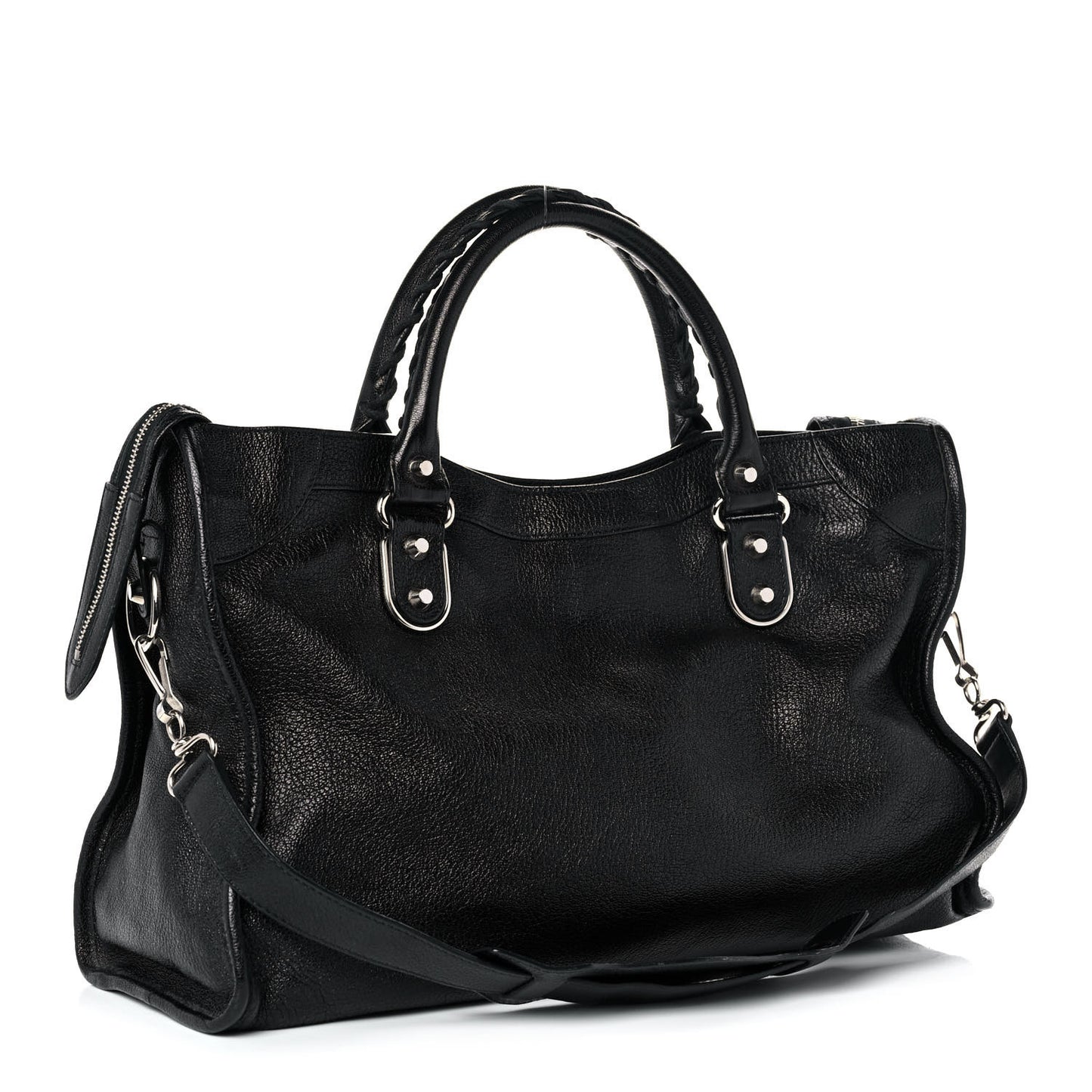 Chevre Silver Metallic Edge Hardware City Black