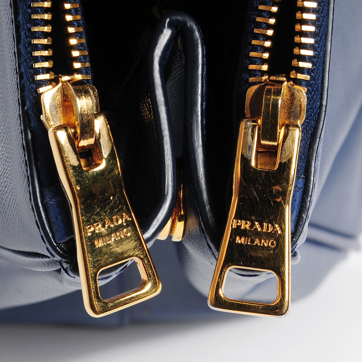 Prada Saffiano Lux Medium Double Zip Tote Bluette 11 of 13
