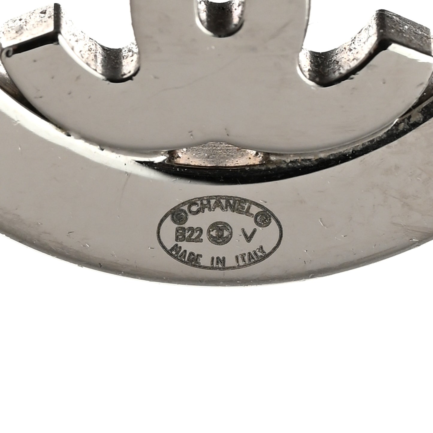 Crystal CC Round Earrings Silver