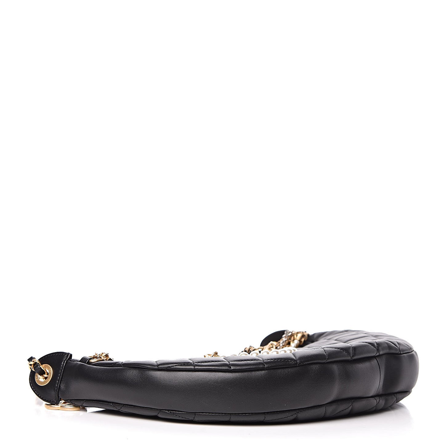 Lambskin Quilted All About Chains Hobo Black