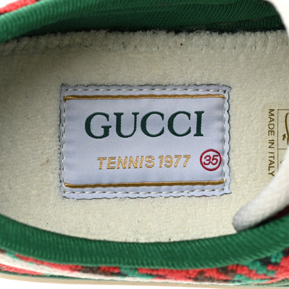 Gucci Cotton Wool Web Houndstooth Interlocking G Womens 1977 Tennis Sneakers 35 Red Green 7 of 8