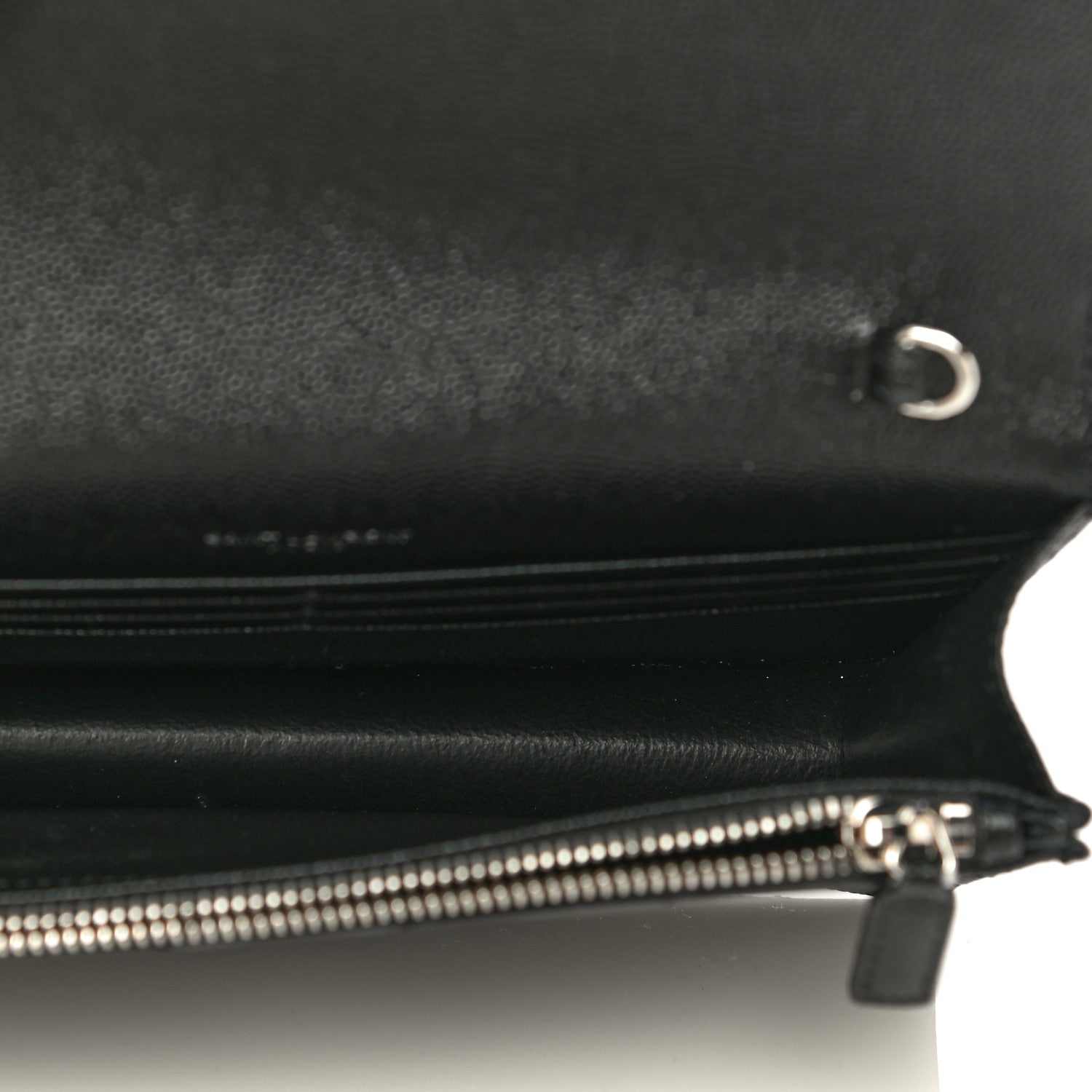 Saint Laurent Grain De Poudre Matelasse Chevron Monogram Envelope Chain Wallet Black 5 of 11