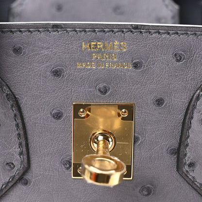 Hermes Ostrich Birkin 25 Gris Agate 6 of 11