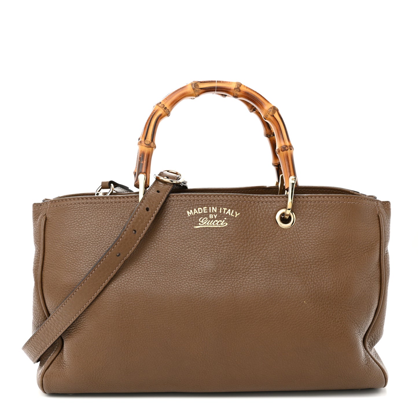 Pebbled Calfskin Medium Bamboo Shopper Tote Acero