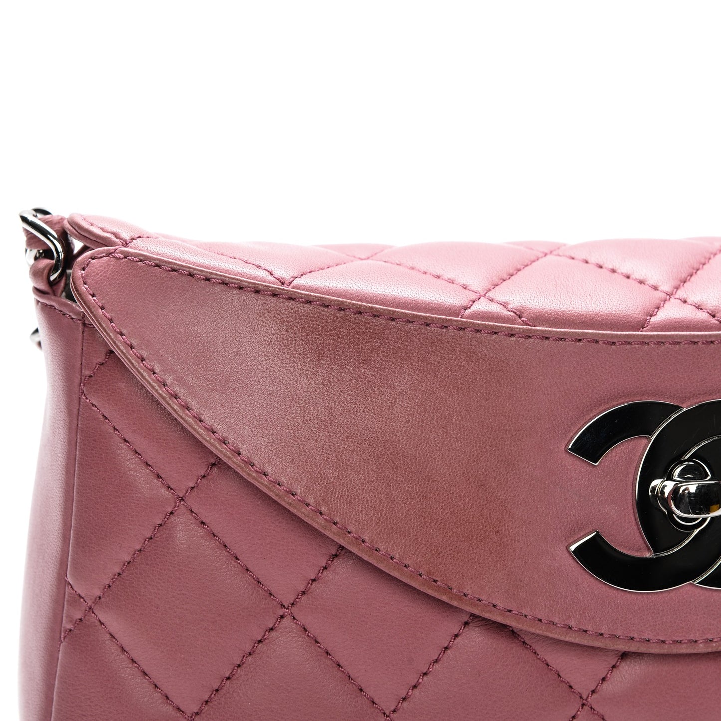Lambskin Quilted CC Flap Dark Pink