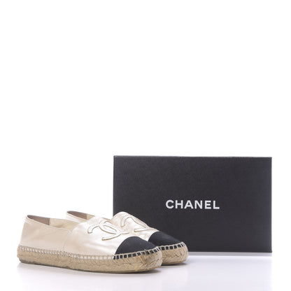 Chanel Lambskin CC Espadrilles 38 Beige Black 11 of 11