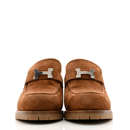 Hermes Suede Woolskin Goatskin Flore 60 Mules 39 Brun Amourette Ecru 4 of 20