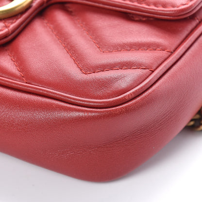 Gucci Calfskin Matelasse Super Mini GG Marmont Shoulder Bag Hibiscus Red 9 of 13