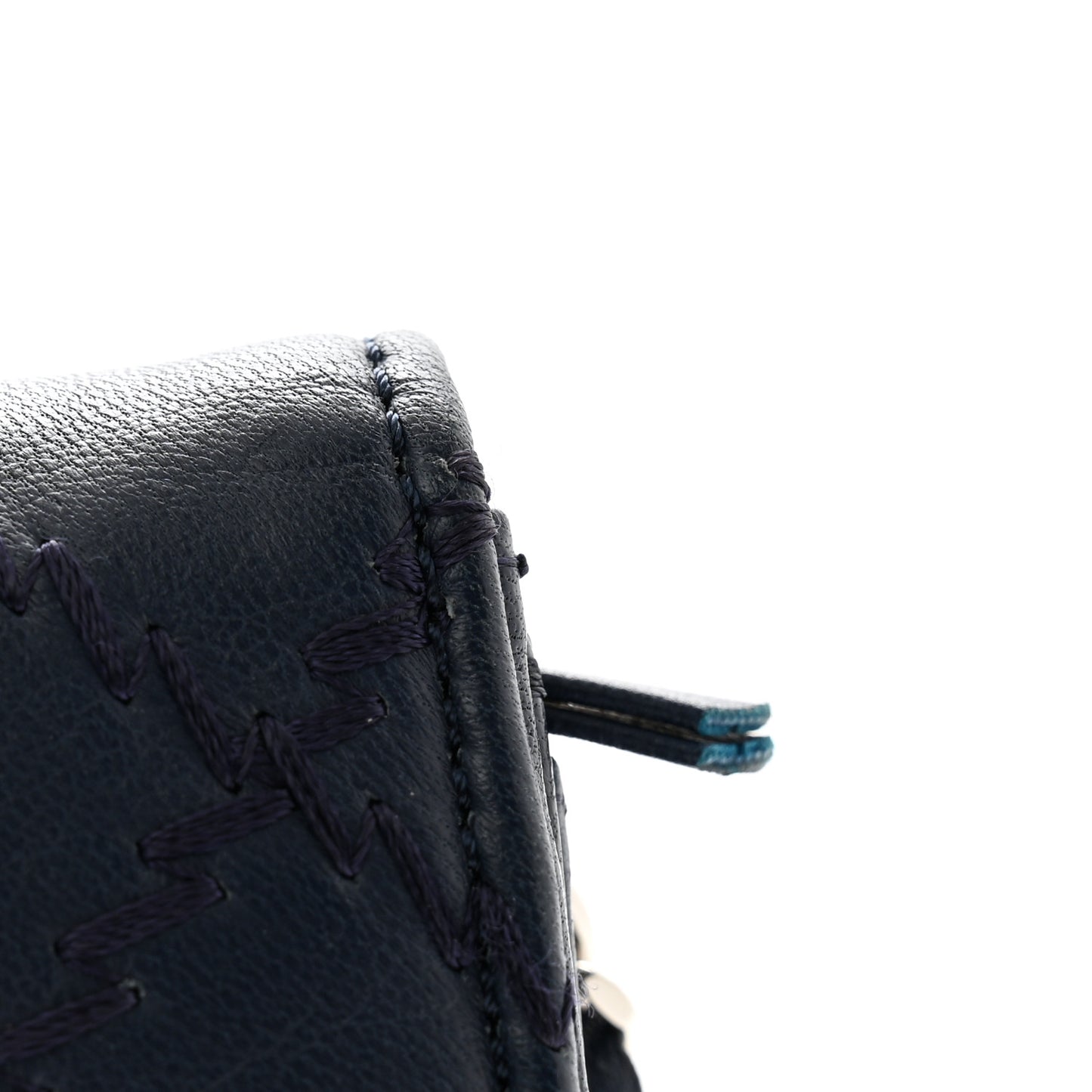 Lambskin Ultimate Stitch Clutch Flap Navy Blue