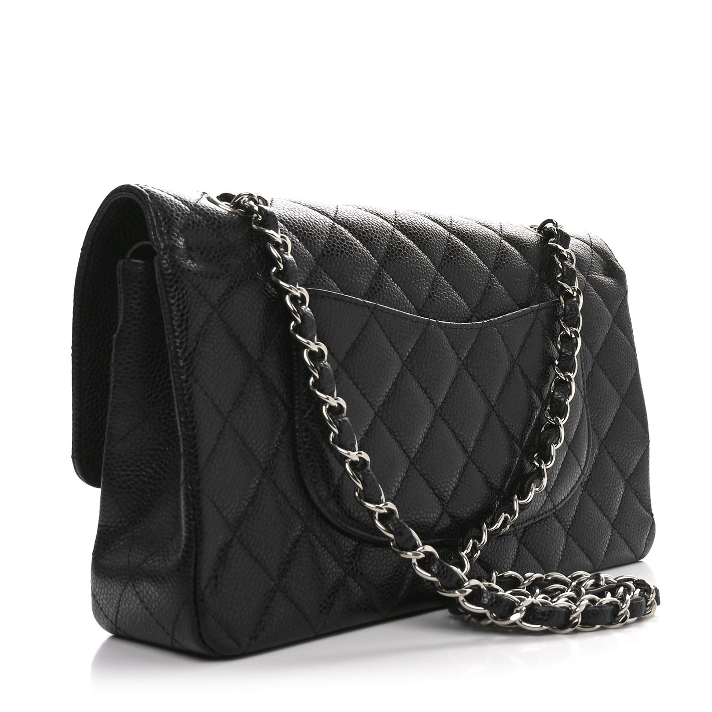 Caviar Quilted Medium Double Flap Black