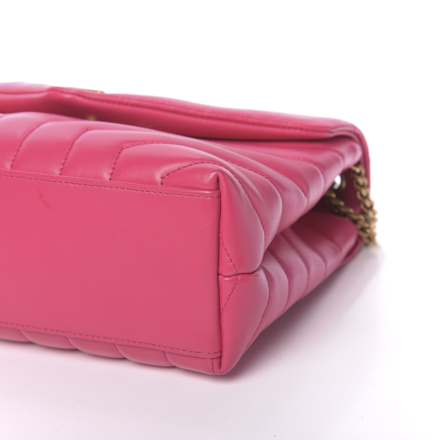 Saint Laurent Calfskin Y Quilted Monogram Small Loulou Chain Satchel Fresh Fuchsia 8 of 10