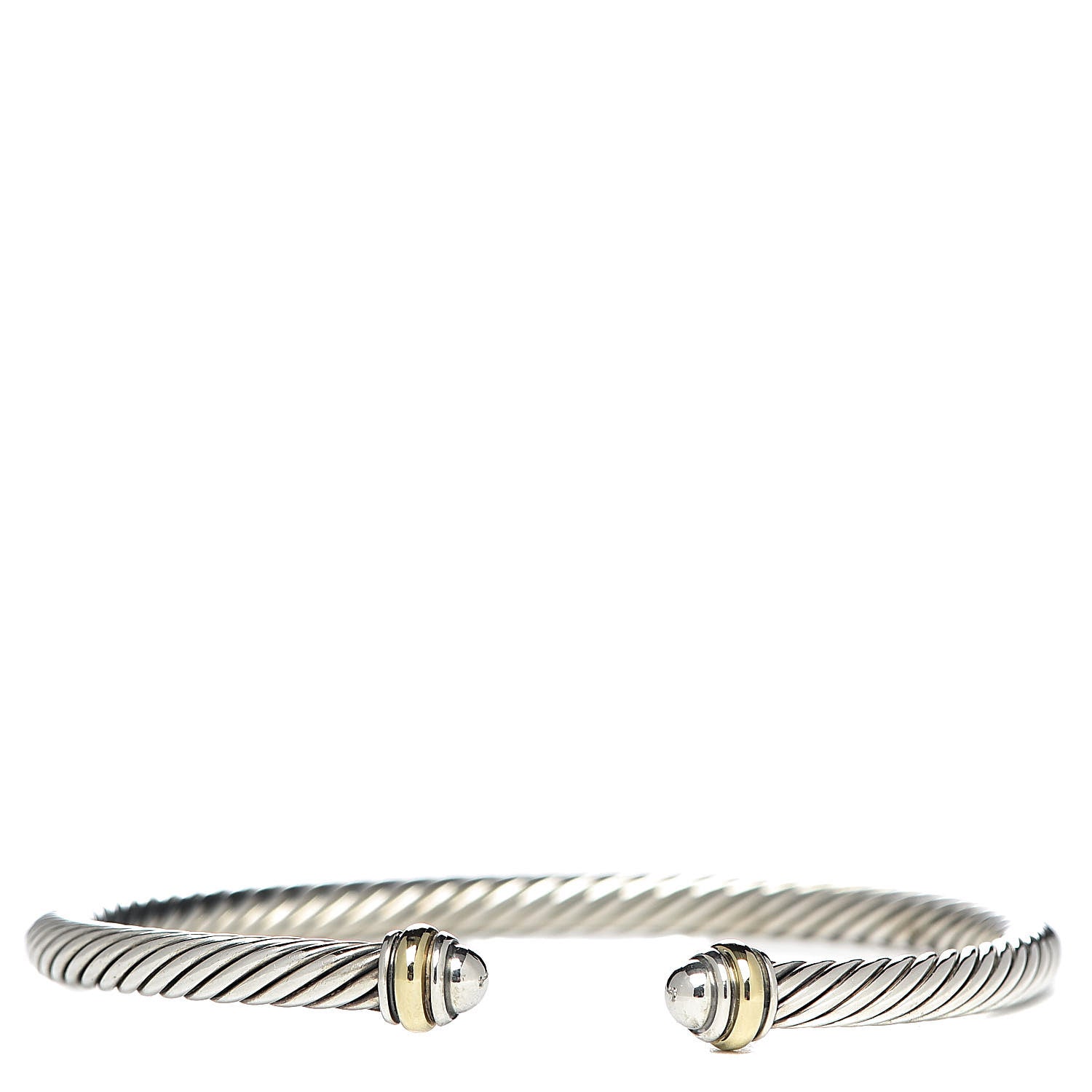 David Yurman Sterling Silver 18K Yellow Gold 4mm Cable Classics Bracelet 1 of 5