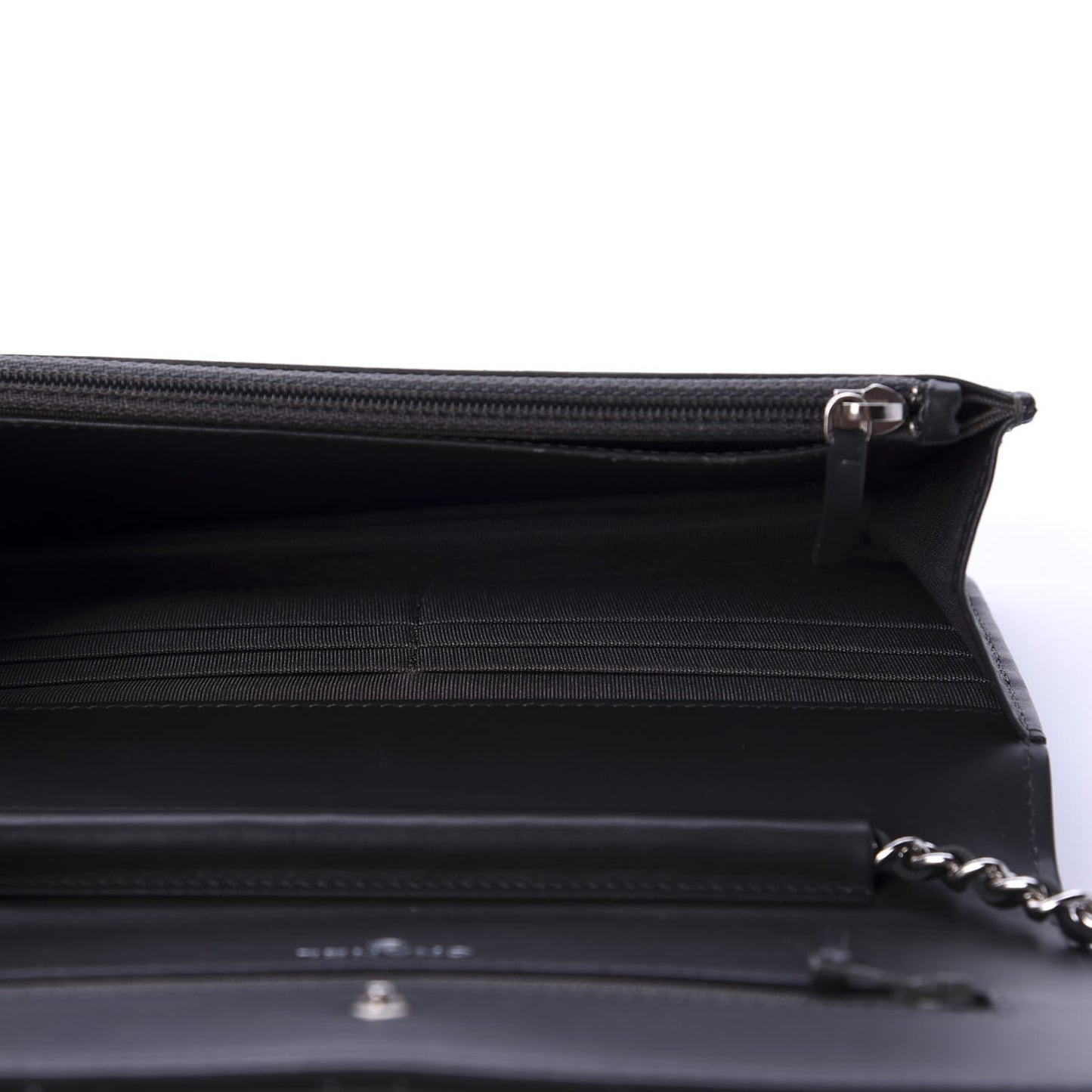 Patent Quilted Wallet On Chain WOC Black