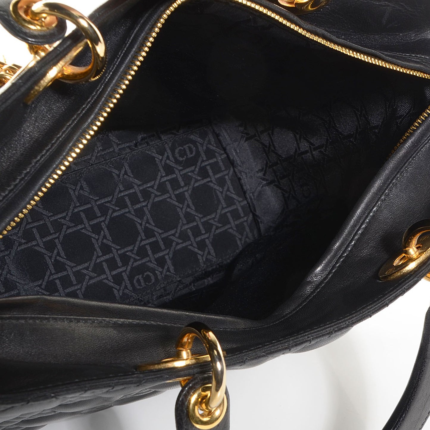 Lambskin Cannage Large Lady Dior Black