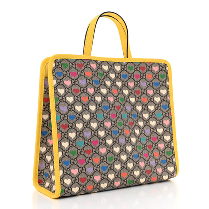 Gucci GG Supreme Monogram Hearts Childrens Tote Beige Ebony Multicolor Freesia 3 of 10