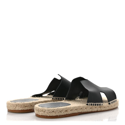 Hermes Calfskin Mens Antigua Espadrille Sandals 42 Black 4 of 8